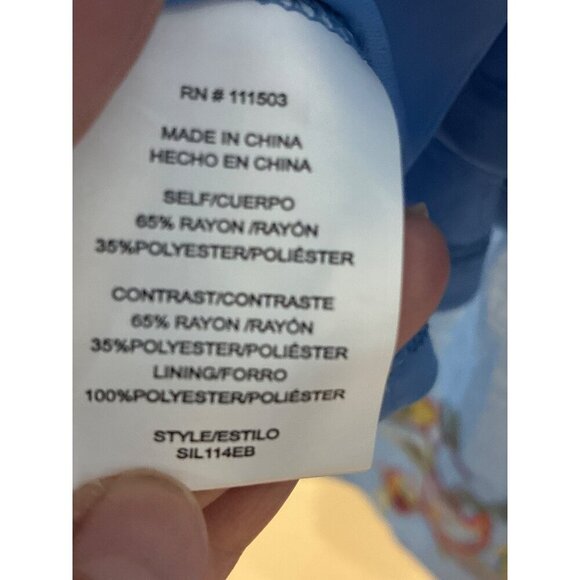 Figueroa & Flower Dress Womens Blue Midi Flowers Embroidered size S - Picture 8 of 8